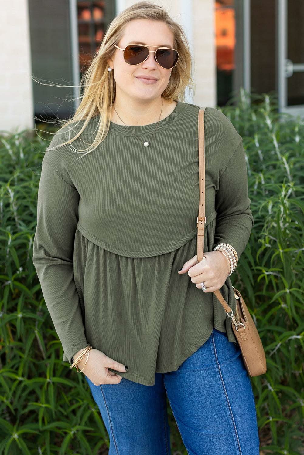 Mist green plus size babydoll top - Love Salve